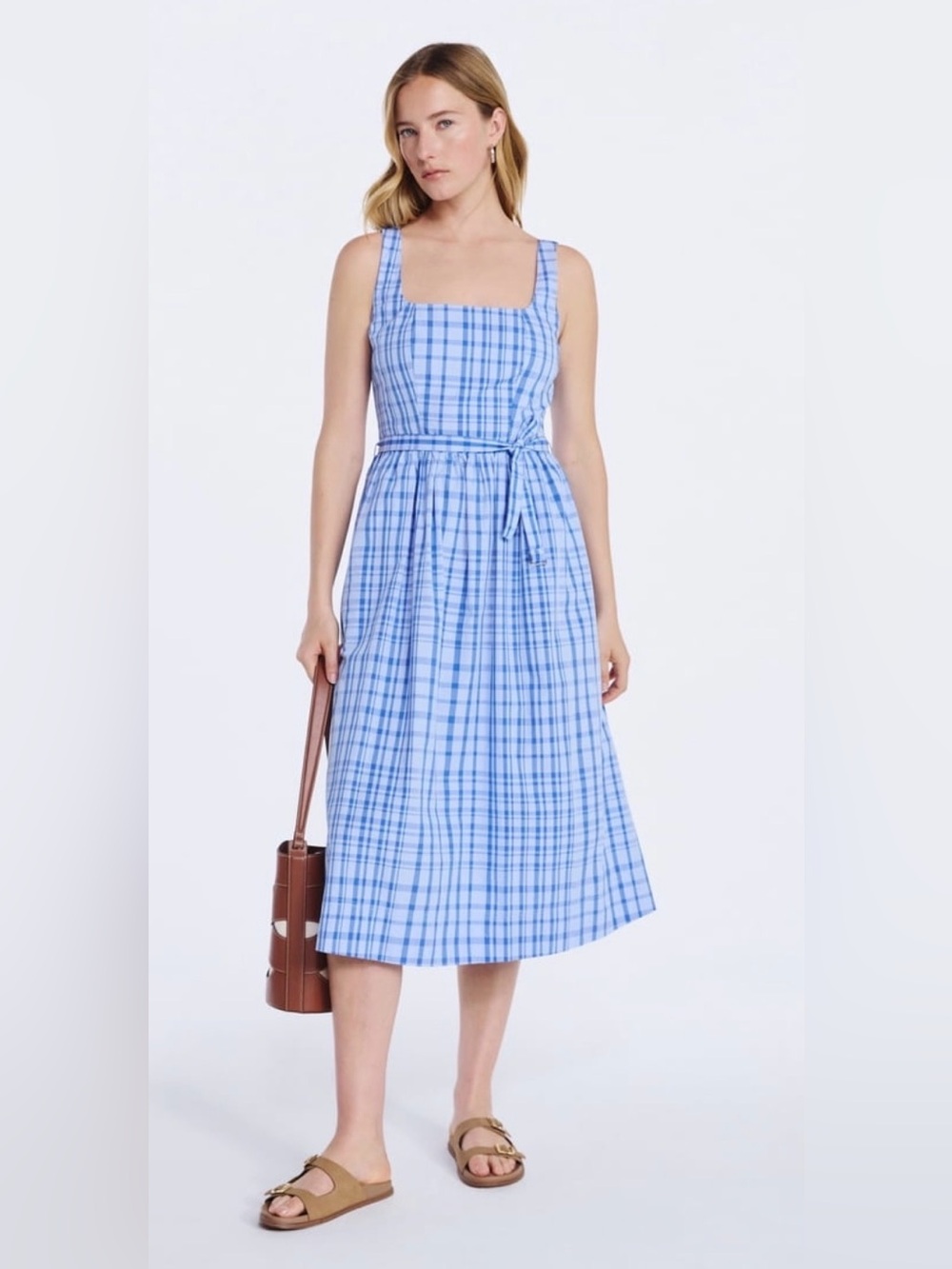 Free Assembly Women’s Sleeveless Belted Cotton Midi Dress